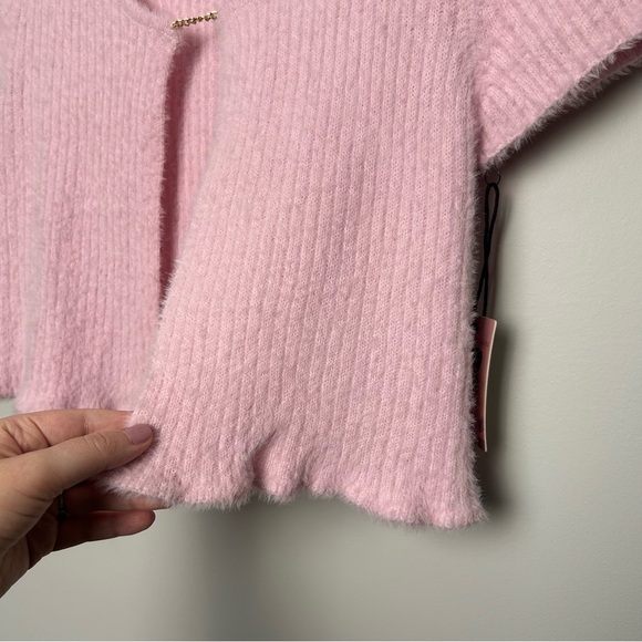 Sincerely Jules Fluffy Baby Pink Short Sleeve Cardigan - Picture 5 of 9